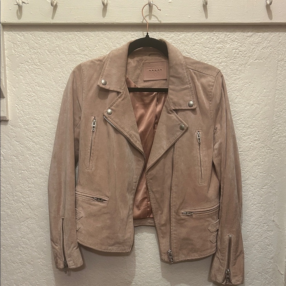 Blank NYC Women's Suede Moto Jacket in Tan